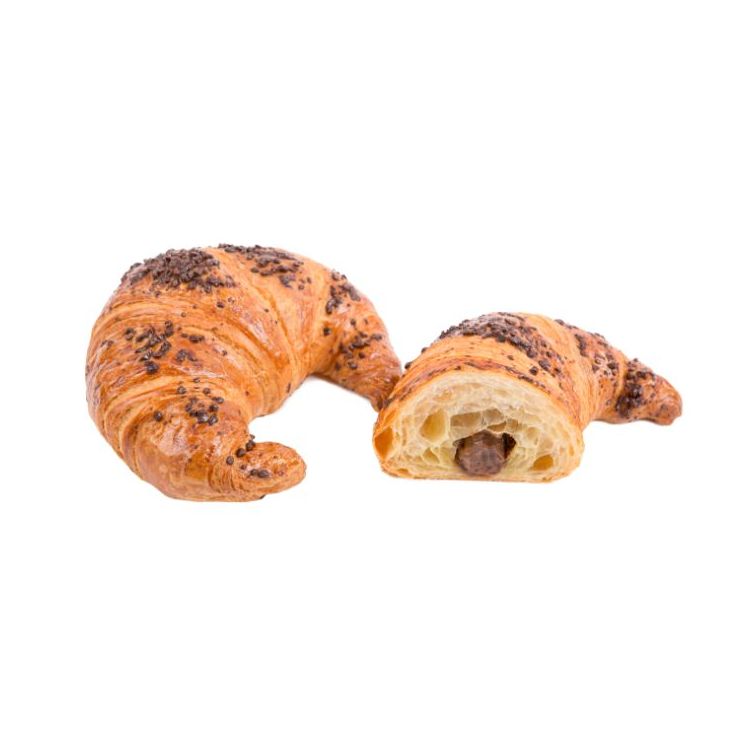 Curved filled croissant with chocolate and "Tonda gentile trilobata" hazelnut