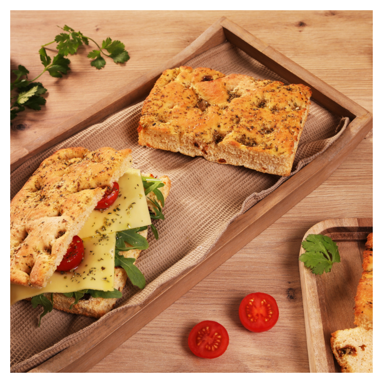 Focaccia tomates et origan prétranchée