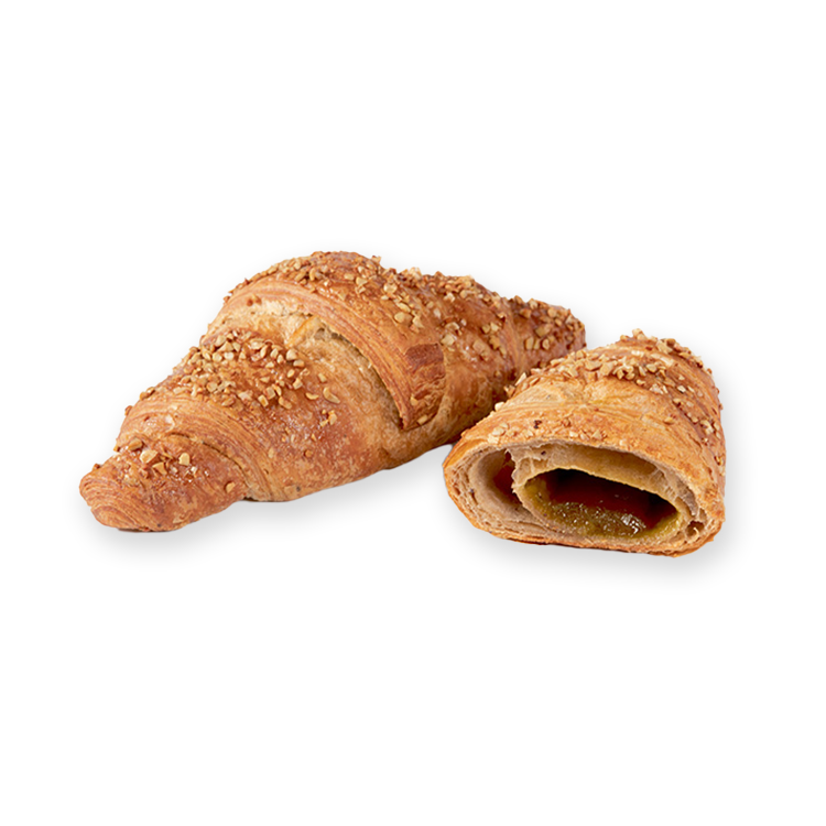 Veganes Croissant mit Dinkelmehl und Pfirsichfüllung