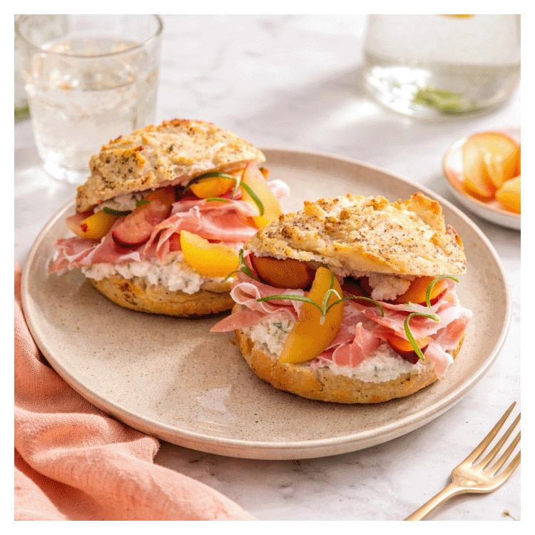 RUSTIK FRALLA SALT & PEPPAR MED RICOTTAKRÄM, GRILLADE PLOMMON OCH SERRANOSKINKA