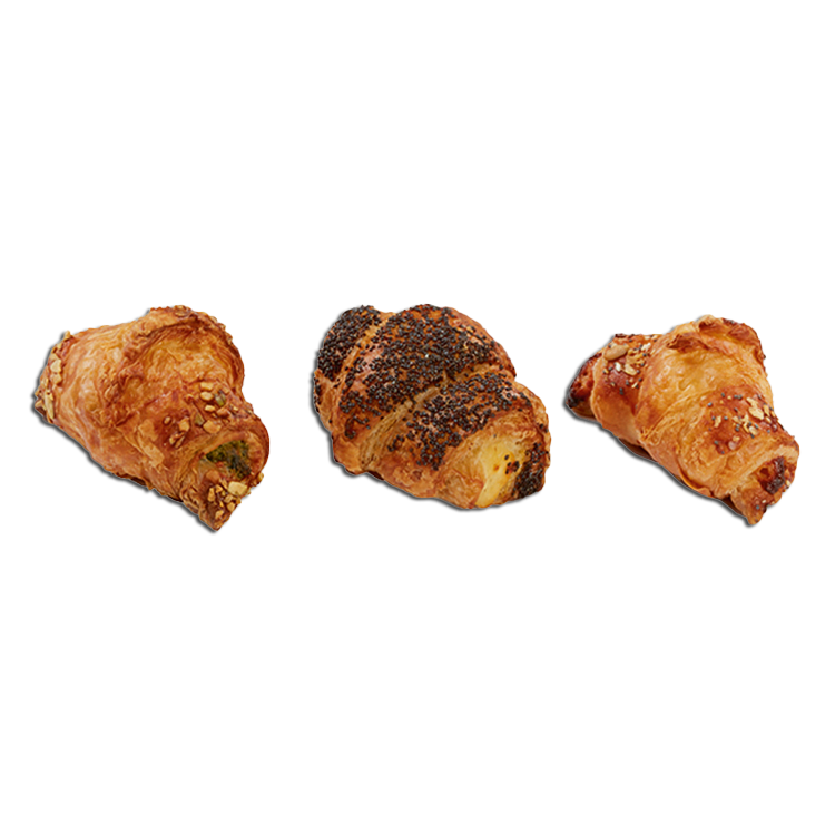 Mix mini croissant salati (pomodoro e mozzarella, ricotta e spinaci, cereali e formaggio)