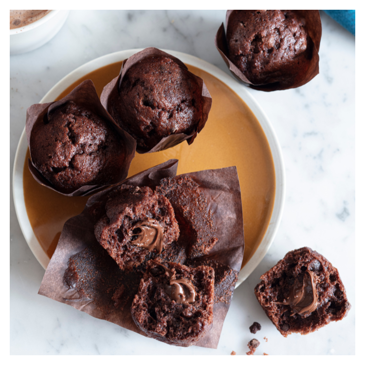 Mini Muffin Tulipano al cioccolato farcito al cioccolato e nocciole