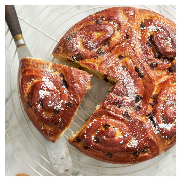 Escargot brioché aux pépites de chocolat façon chinois en couronne
