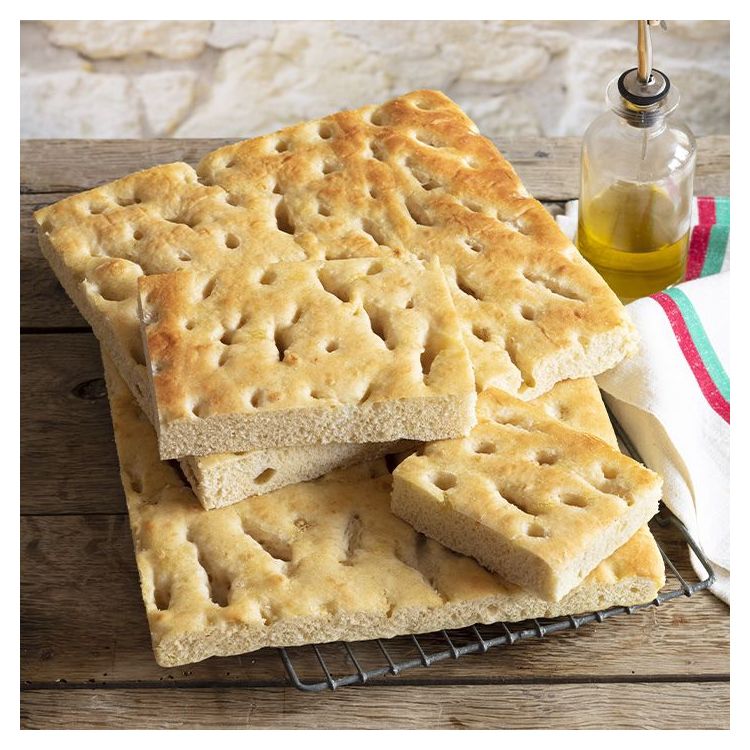 Hand stretched large focaccia