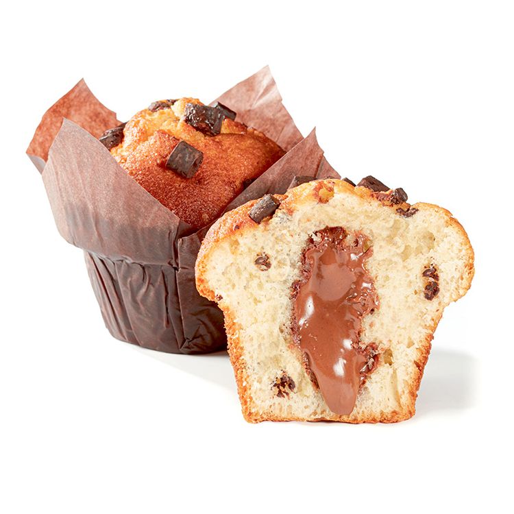 Muffin fourré choco-noisettes décor chocolat
