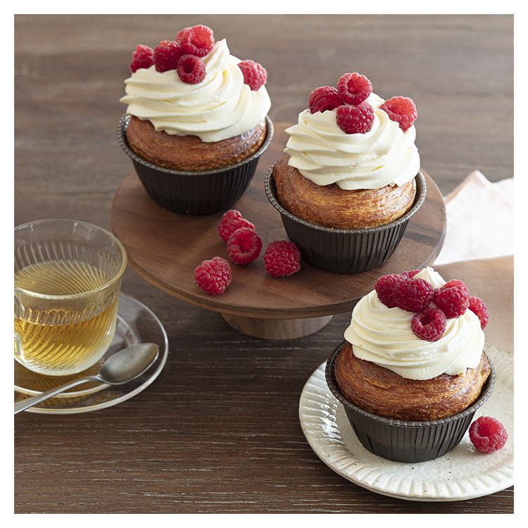 BRIOCHE FEUILLETEE RASPBERRY MASCARPONE CUPCAKE STYLE